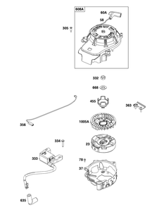 Flywheel, Ignition, And Starter Group Diagram and Parts List for 104M02-0192-H5 100000 - 19Z999 Briggs and Stratton Engine